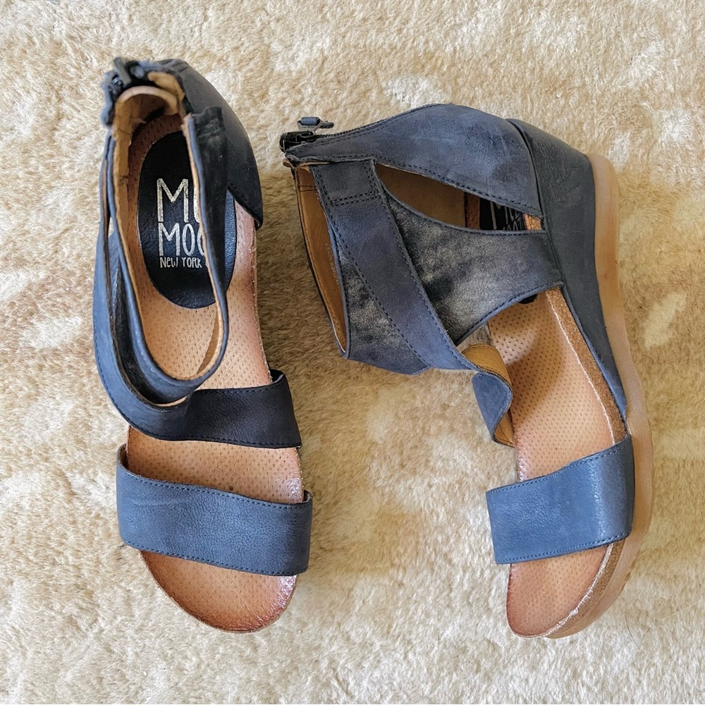 Miz Mooz Leather Demi Wedges Molly Midnight Size 39